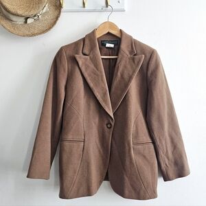 Vintage Harve Benard Wool Cashmere Blazer Jacket Brown Petite 10P